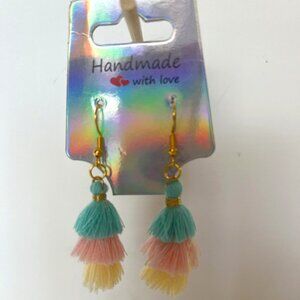 Pastel Tri-Colored Tassle Earrings